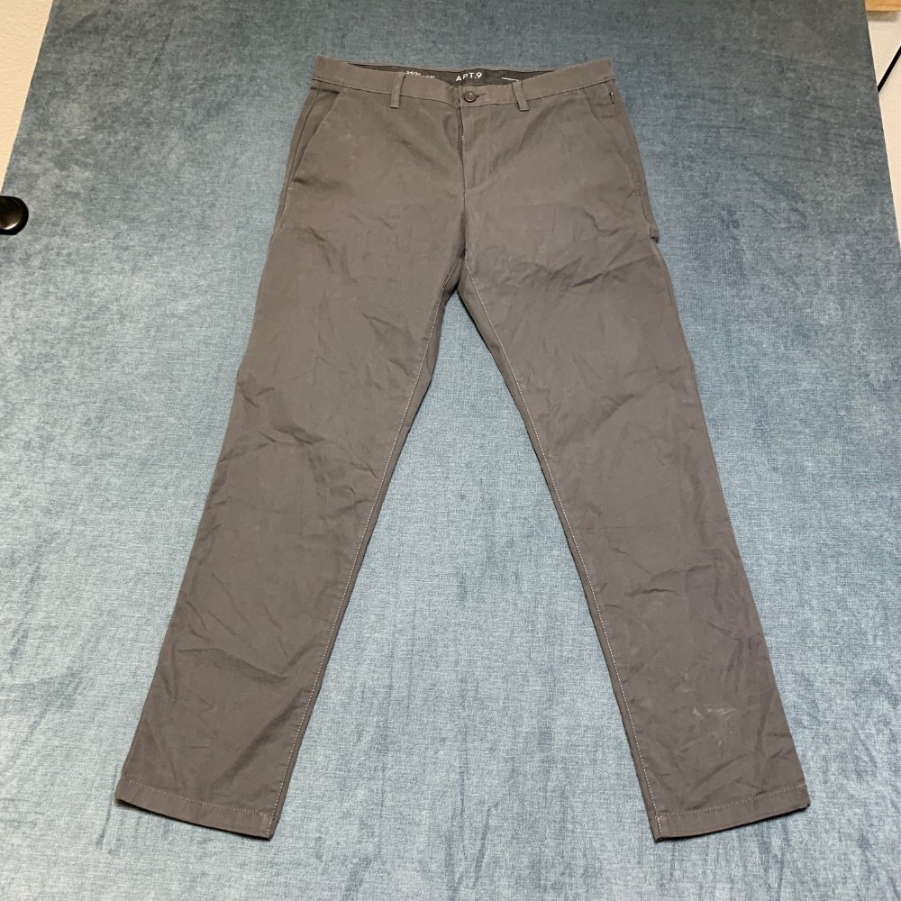 Apt.9 Chino Pants Mens 34/32 Gray Slim Fit Performance Straight Leg Outdoor